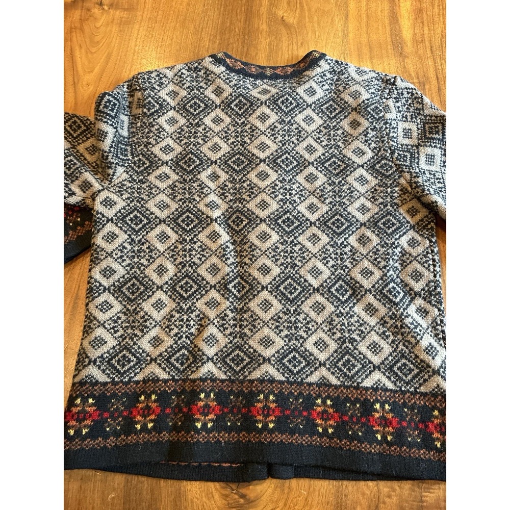 VTG Susan Bristol Cardigan Sweater 100% Wool Metal Nordic Fair Isle Knit Small - Picture 7 of 7